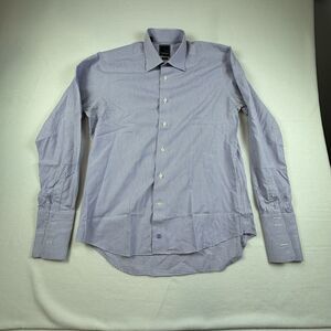 David Donahue Shirt Mens Size 16.5 Purple Plaid French Cuff Long Sleeve Slim Fit